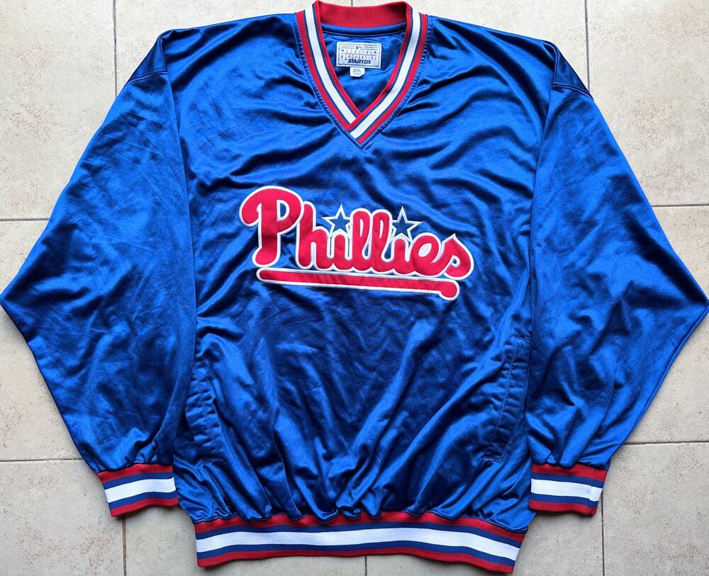 Philadelphia Phillies 90s STARTER Pullover jacket 2XL blue red MLB vintage